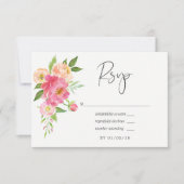 Pastel Pink Spring Wasserfarbenpione Hochzeit RSVP Karte (Vorderseite)