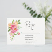 Pastel Pink Spring Wasserfarbenpione Hochzeit RSVP Karte (Stehend Vorderseite)