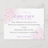 Pastel Pink Sprinkle Cake Care Instructions Dankeskarte (Vorderseite)