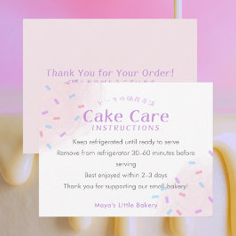 Pastel Pink Sprinkle Cake Care Instructions Dankeskarte