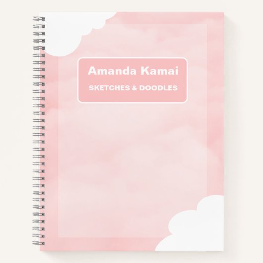 Pastel Pink Streifen Krawatte Farbe Name Sketch Notizblock (Vorderseite)