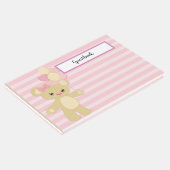 PASTEL PINK STREIFEN MIT TAN TEDDY BEAR & BALLOONS GÄSTEBUCH (Ecke)