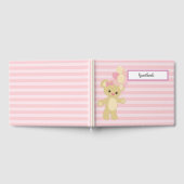 PASTEL PINK STREIFEN MIT TAN TEDDY BEAR & BALLOONS GÄSTEBUCH (Voll)