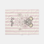 Pastel Pink Stripe Baby Koala Kinder Mädchen Fleecedecke (Vorderseite (Horizontal))