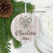 Pastel Pink Stripe Niedlich Baby Koala Girl Ornament Aus Glas