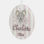 Pastel Pink Stripe Niedlich Baby Koala Girl Ornament Aus Glas (Vorderseite links)