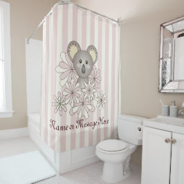 Pastel Pink Stripe Niedlich Baby Koala Kinder Girl Duschvorhang
