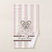 Pastel Pink Stripe Niedlich Baby Koala Kinder Mädc Badhandtuch Set (Handtuch)