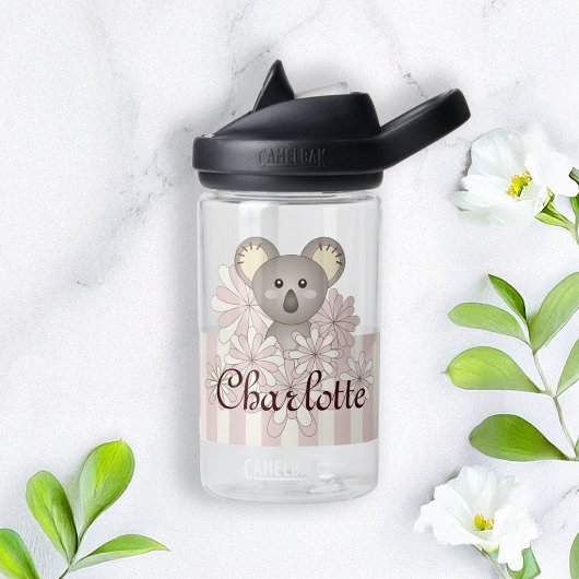 Pastel Pink Stripe Niedlich Baby Koala Kinder Trinkflasche
