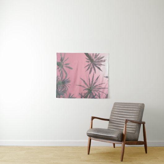 Pastel Pink Sunset Palm Trees Wandteppich (Beispiel (Horizontal))