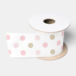 PASTEL PINK & TAN POLKA DOTS SATINBAND