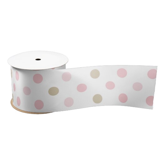 PASTEL PINK & TAN POLKA DOTS SATINBAND (Spule)