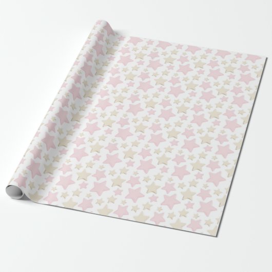 PASTEL PINK & TAN STARS GESCHENKPAPIER (Ungerollt)
