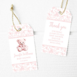 Pastel pink Teddy Bär Mädchen Dusche danke Geschenkanhänger