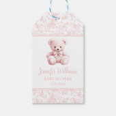 Pastel pink Teddy Bär Mädchen Dusche danke Geschenkanhänger (Vorderseite)