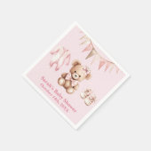 Pastel Pink Teddy Bear Baby Shower Paper Napkin Serviette (Ecke)