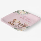 Pastel Pink Teddy Bear Baby Shower Paper Plate Pappteller (Gewinkelt)