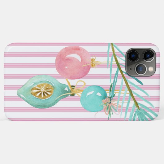 Pastel Pink Ticking Strip Weihnachtsschmuck Case-Mate iPhone Hülle (Rückseite (Horizontal))