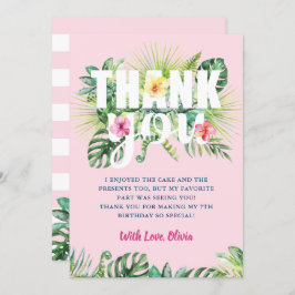 Pastel Pink Tropische Vegetation Floral Geburtstag Dankeskarte