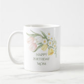 Pastel Pink Tulips Daffodils Floral Birthday Mug Kaffeetasse (Links)