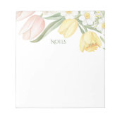 Pastel Pink Tulips Daffodils Spring Floral Notepad Notizblock (Vorderseite)