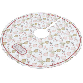 Pastel Pink und Birch Frohe Weihnachten Polyester Weihnachtsbaumdecke