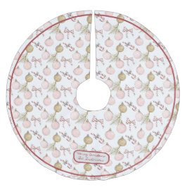 Pastel Pink und Birch Frohe Weihnachten Polyester Weihnachtsbaumdecke