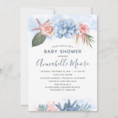 Pastel Pink und Blue Beach Baby Dusche Einladung (Vorderseite)