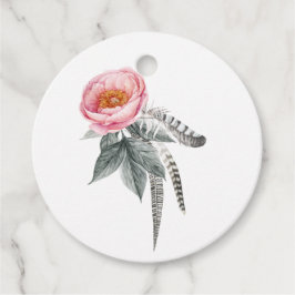 Pastel Pink und Grau Boho Floral Geschenkanhänger