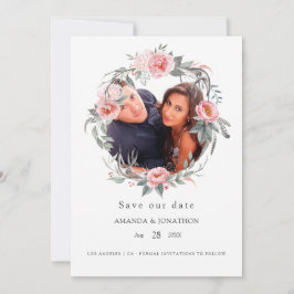 Pastel Pink und Gray Boho Blues Hochzeitssemble Fo Save The Date
