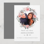 Pastel Pink und Gray Boho Blues Hochzeitssemble Fo Save The Date (Vorne/Hinten)