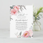 Pastel Pink und Gray Boho Blues Virtual Wedding Einladung (Stehend Vorderseite)