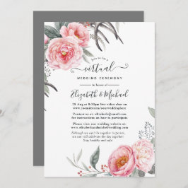 Pastel Pink und Gray Boho Blues Virtual Wedding Einladung