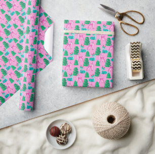 Pastel Pink Vintag Retro Weihnachtsmann Geschenkpapier