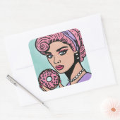 Pastel Pink Vintage Comic Stil Donut Sticker (Umschlag)
