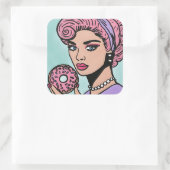 Pastel Pink Vintage Comic Stil Donut Sticker (Tasche)