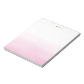 Pastel Pink Wasserfarbe Ombre Chic Personalisiert Notizblock (Rotiert)