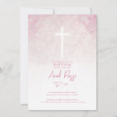 Pastel Pink Wasserfarbe Taufe Girl Einladung (Vorderseite)