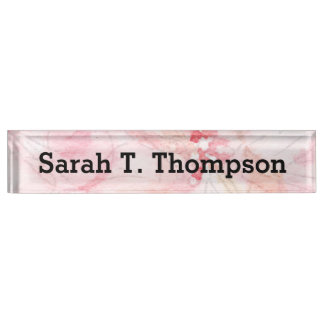 Pastel Pink Wasserfarben Schreibtisch Name Plakat Namensplakette