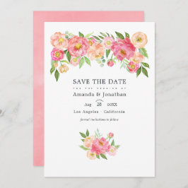 Pastel Pink Wasserfarbenpeonies Hochzeitliches Fot Save The Date