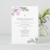 Pastel Pink Watercolor Florals Twins Taufe Einladung (Stehend Vorderseite)