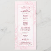 Pastel Pink Watercolor Peonies Elegant Wedding Programm (Rückseite)