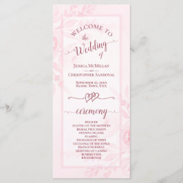 Pastel Pink Watercolor Peonies Elegant Wedding Programm