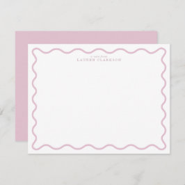 pastel pink wavy border note card einladung