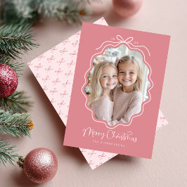 Pastel Pink Wavy Retro Foto Weihnachten