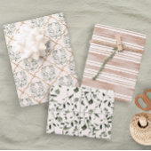 Pastel Pink Wedding Bridal Elegantes Flora und Fau Geschenkpapier Set