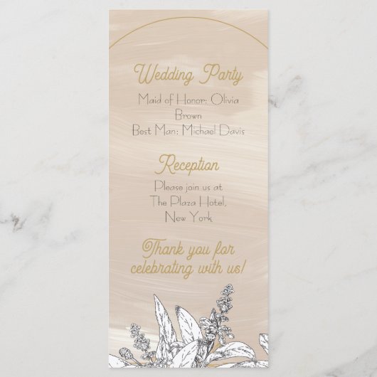 Pastel Pink Wedding Programm (Rückseite)