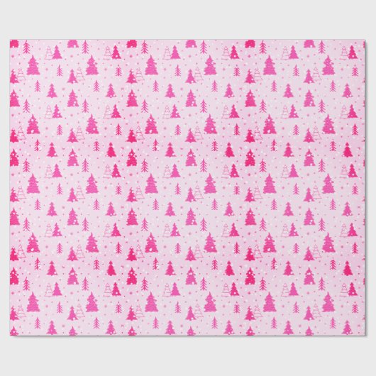 Pastel Pink Weihnachtsbaum Falling Schnee elegant Geschenkpapier (Flach)