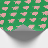 Pastel Pink Weihnachtsbaum Geschenkpapier (Ecke)