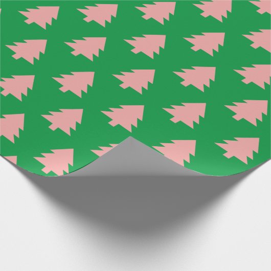 Pastel Pink Weihnachtsbaum Geschenkpapier (Ecke)
